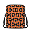 Orange And Black Halloween Argyle Print Rectangular Crossbody Bag