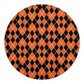 Orange And Black Halloween Argyle Print Round Blanket