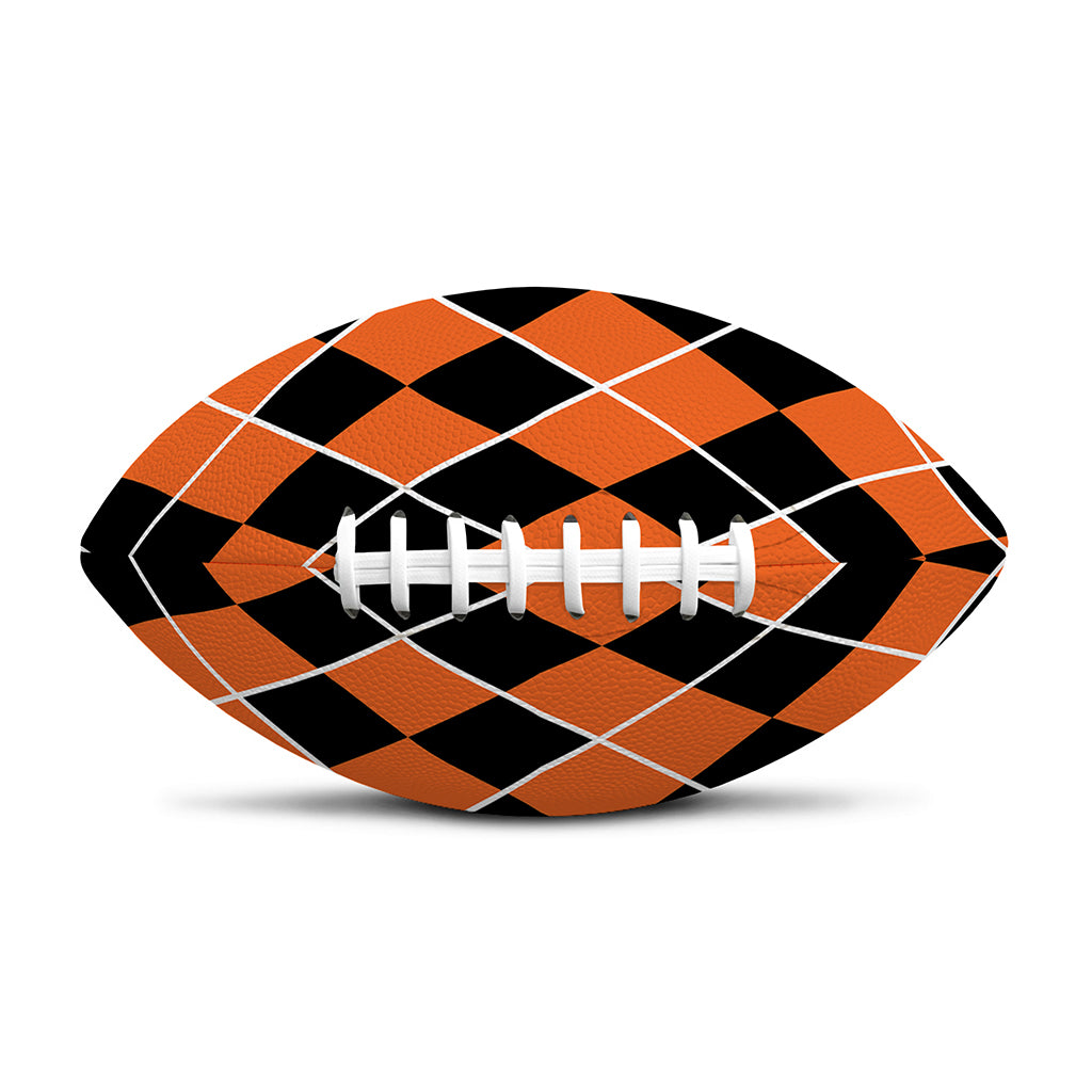 Orange And Black Halloween Argyle Print Rugby Ball