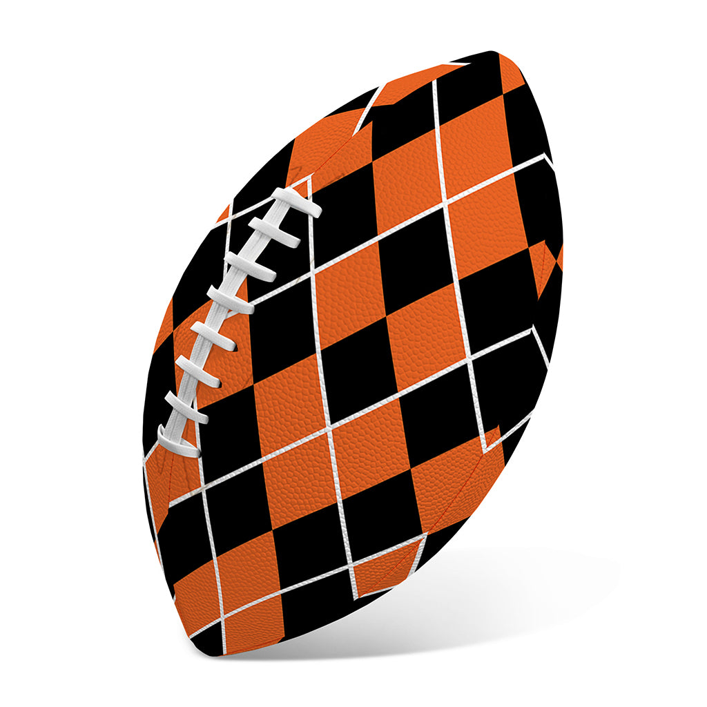 Orange And Black Halloween Argyle Print Rugby Ball