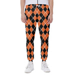 Orange And Black Halloween Argyle Print Scuba Joggers