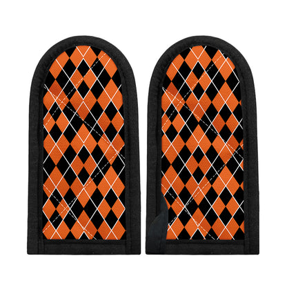 Orange And Black Halloween Argyle Print Skillet Handle Cover