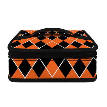 Orange And Black Halloween Argyle Print Small Lunch Bag