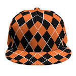 Orange And Black Halloween Argyle Print Snapback Cap