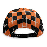 Orange And Black Halloween Argyle Print Snapback Cap