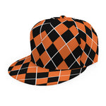 Orange And Black Halloween Argyle Print Snapback Cap