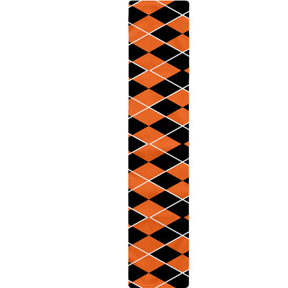 Orange And Black Halloween Argyle Print Table Runner