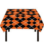 Orange And Black Halloween Argyle Print Tablecloth