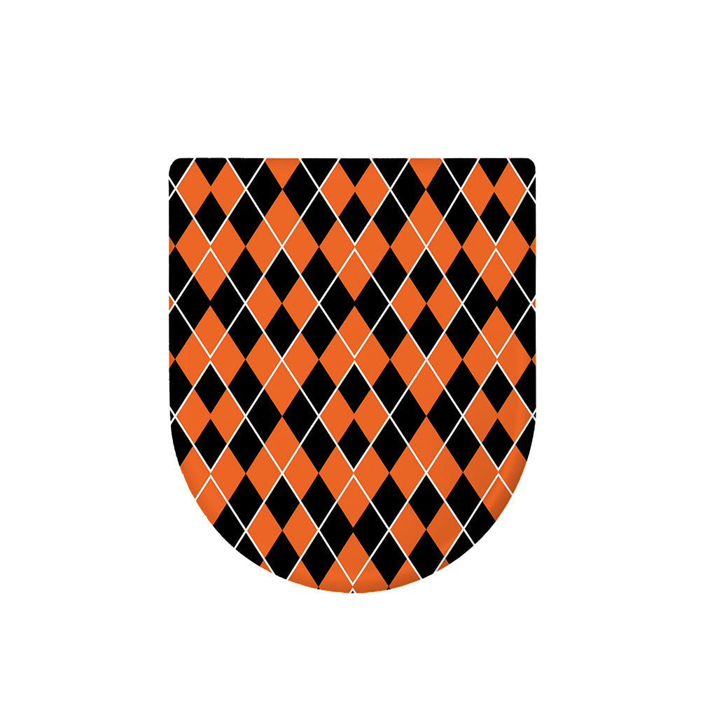 Orange And Black Halloween Argyle Print Toilet Lid Cover