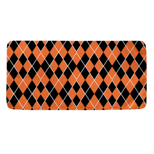 Orange And Black Halloween Argyle Print Towel
