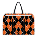 Orange And Black Halloween Argyle Print Utility Tote Bag