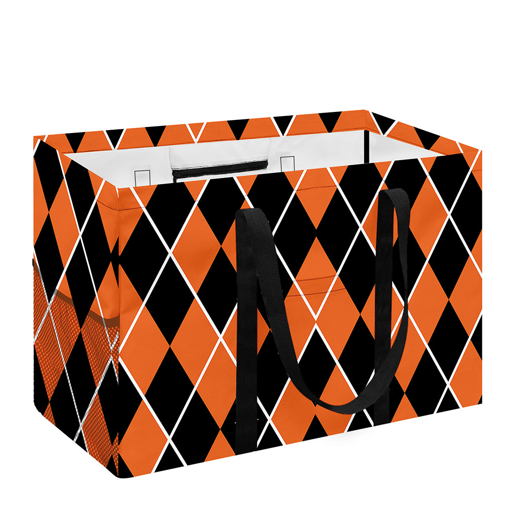 Orange And Black Halloween Argyle Print Utility Tote Bag