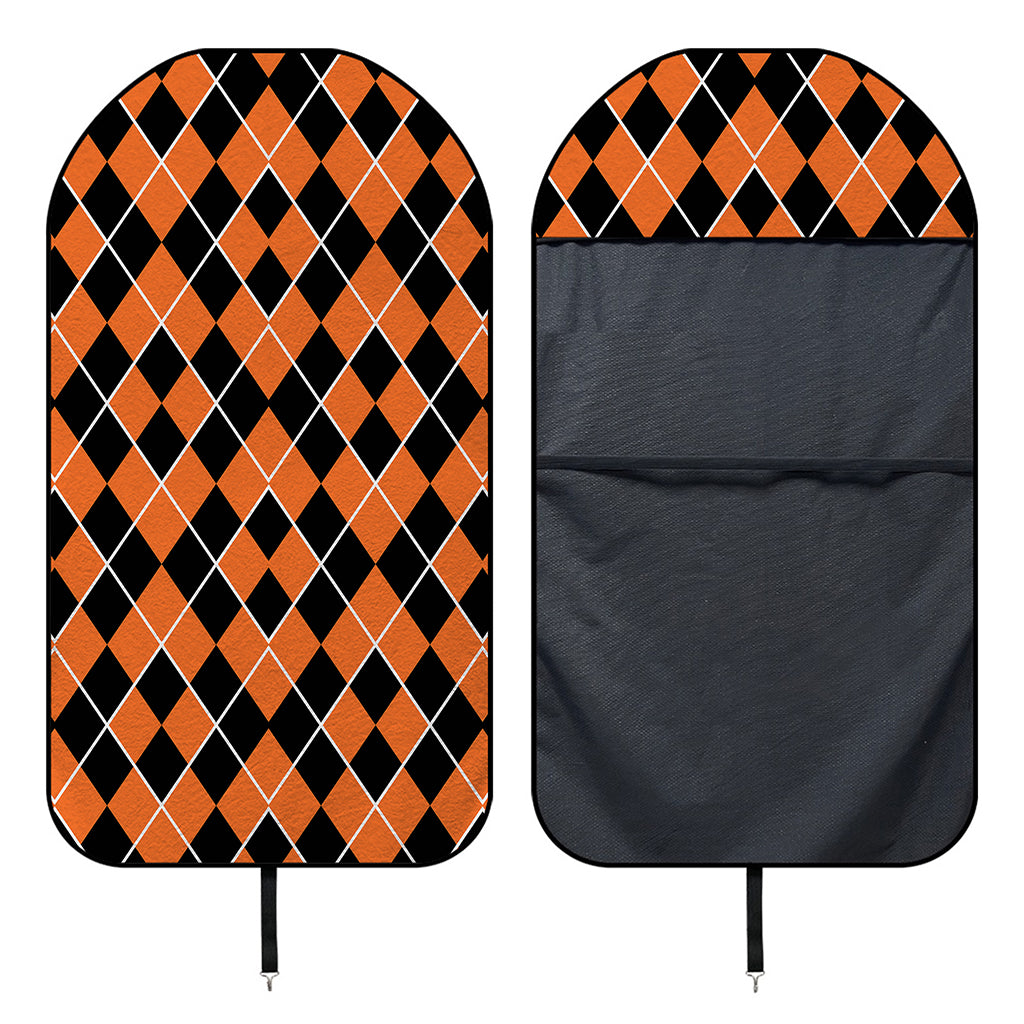 Orange And Black Halloween Argyle Print Waterproof Car Seat Cover
