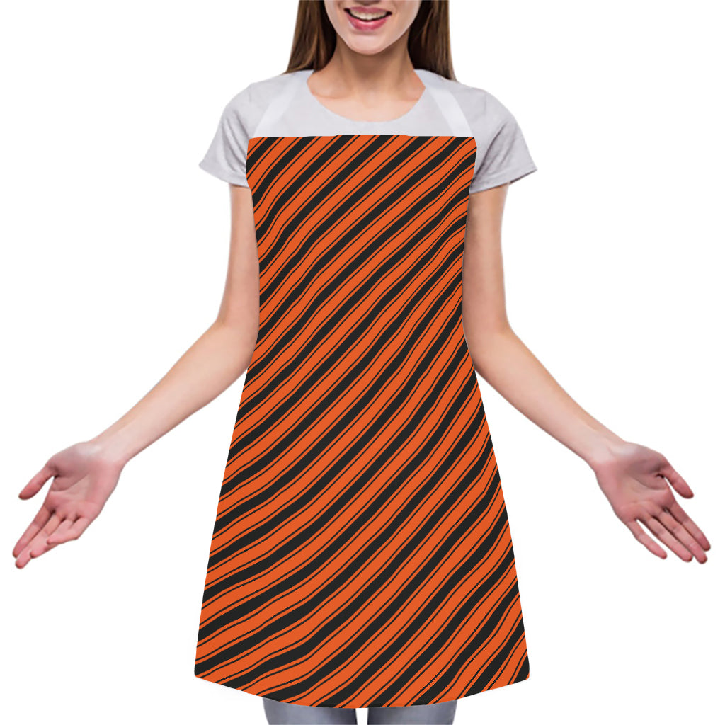 Orange And Black Halloween Pattern Print Adjustable Apron