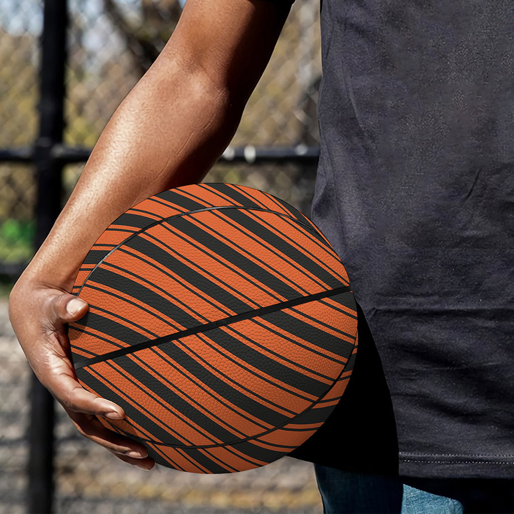 Orange And Black Halloween Pattern Print Basketball