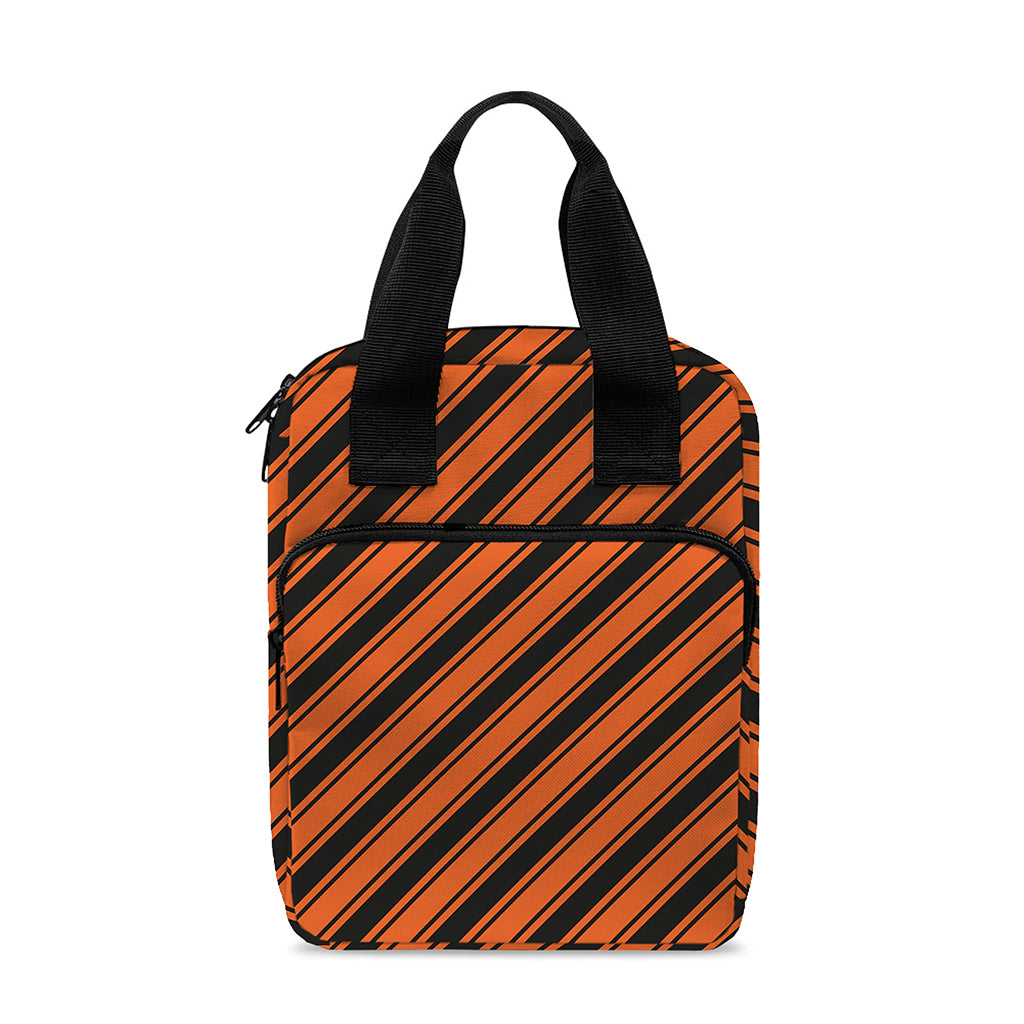 Orange And Black Halloween Pattern Print Bible Tote Bag