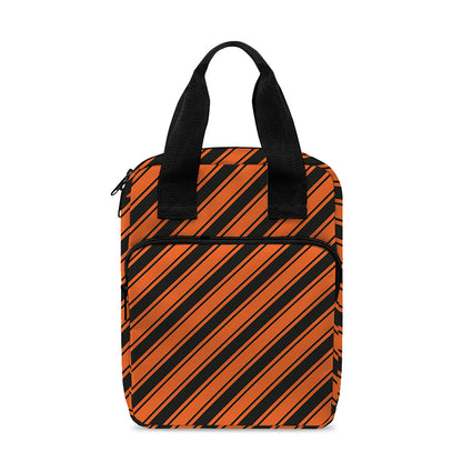 Orange And Black Halloween Pattern Print Bible Tote Bag
