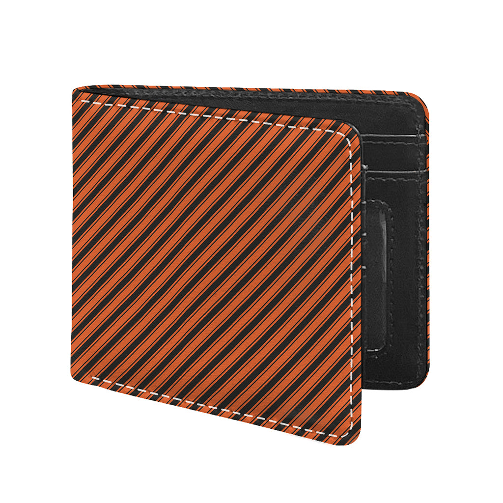 Orange And Black Halloween Pattern Print Bifold Wallet
