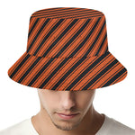 Orange And Black Halloween Pattern Print Bucket Hat