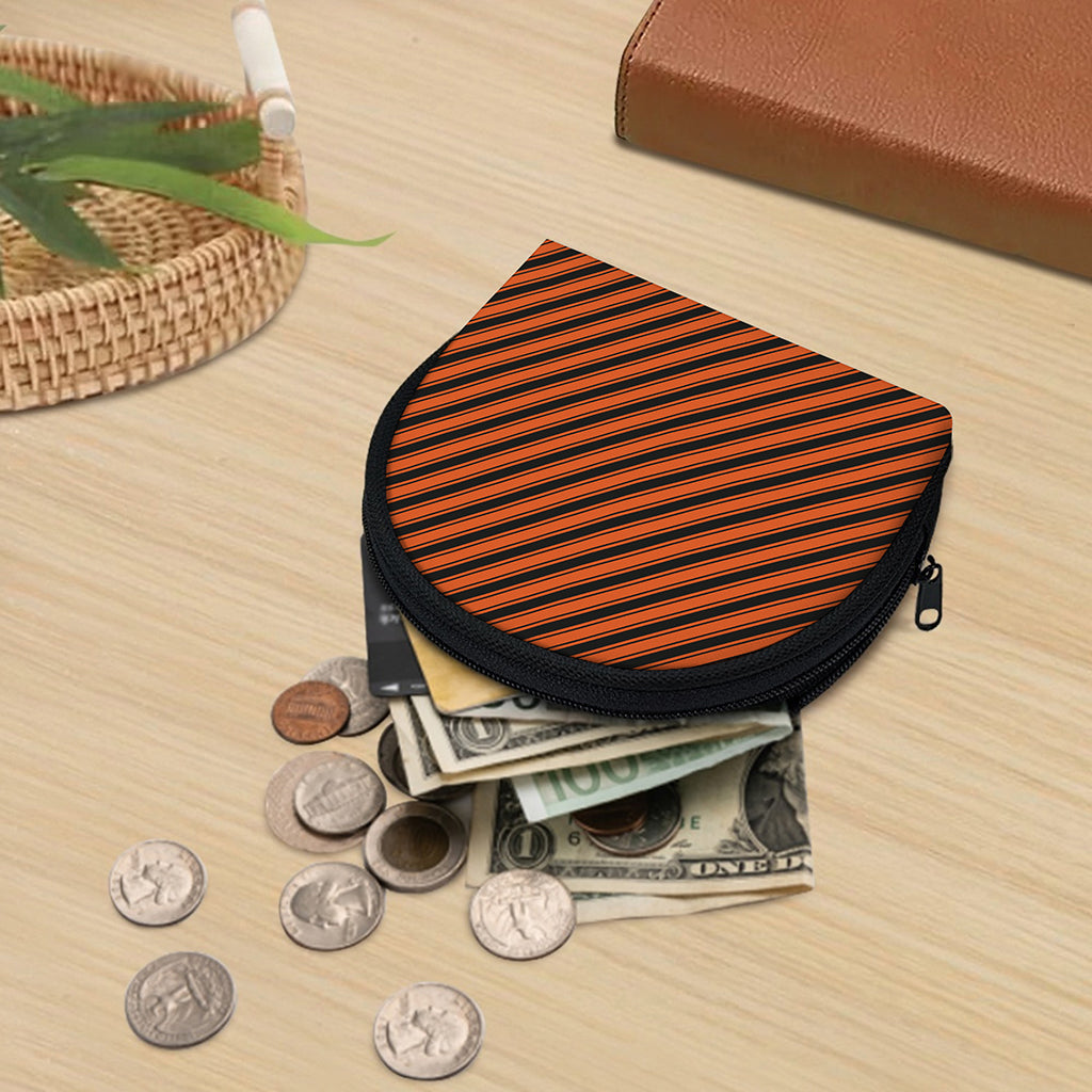 Orange And Black Halloween Pattern Print Coin Purse
