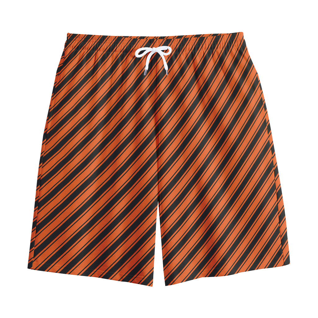 Orange And Black Halloween Pattern Print Cotton Shorts