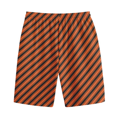 Orange And Black Halloween Pattern Print Cotton Shorts