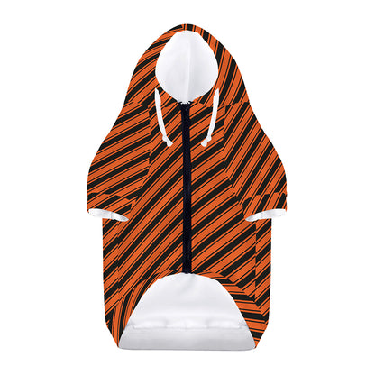 Orange And Black Halloween Pattern Print Dog Zip Up Hoodie