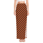 Orange And Black Halloween Pattern Print High Slit Maxi Skirt