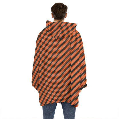 Orange And Black Halloween Pattern Print Hoodie Blanket