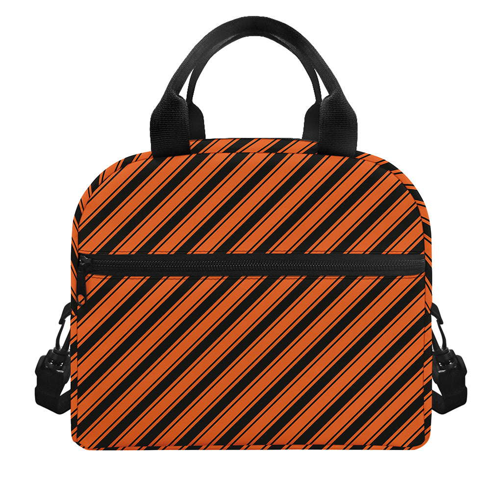 Orange And Black Halloween Pattern Print Insulated Lunch Bag
