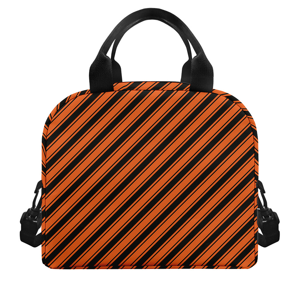 Orange And Black Halloween Pattern Print Insulated Lunch Bag