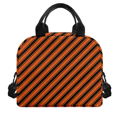Orange And Black Halloween Pattern Print Insulated Lunch Bag