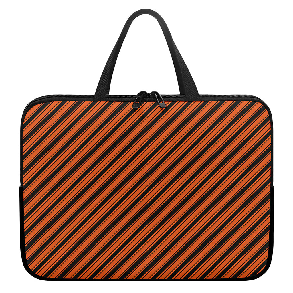 Orange And Black Halloween Pattern Print Laptop Sleeve With Handle