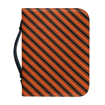 Orange And Black Halloween Pattern Print Leather Bible Cover