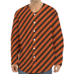 Orange And Black Halloween Pattern Print Long Sleeve Baseball Jersey
