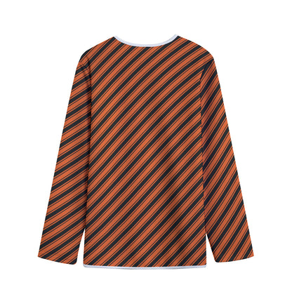 Orange And Black Halloween Pattern Print Long Sleeve Short Coat