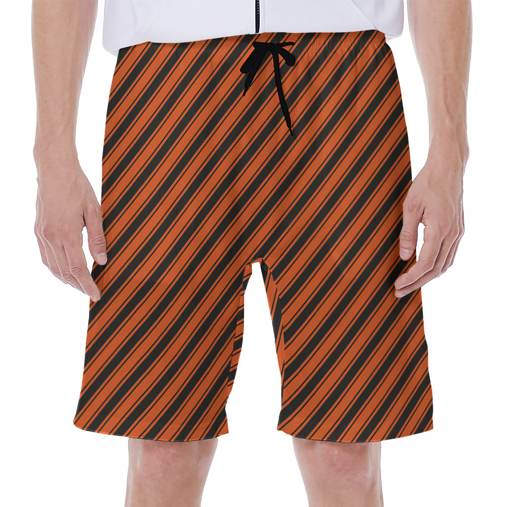Orange And Black Halloween Pattern Print Men's Beach Shorts