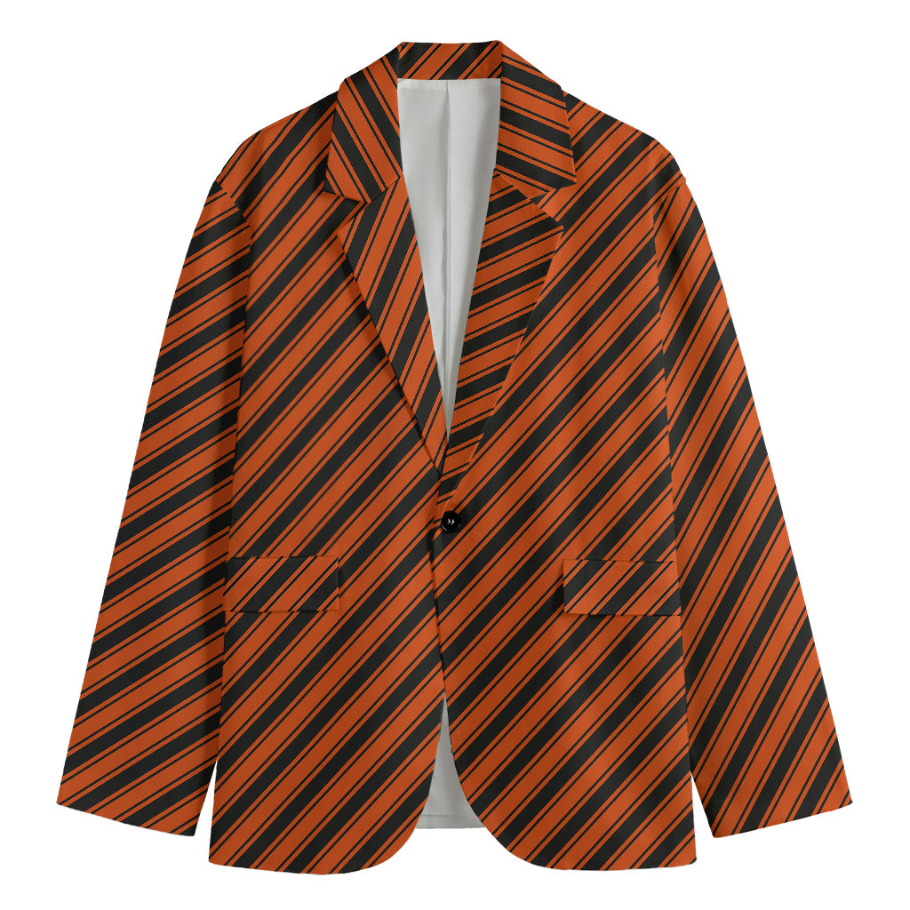 Orange And Black Halloween Pattern Print Men's Blazer