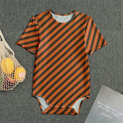 Orange And Black Halloween Pattern Print Men's Bodysuit