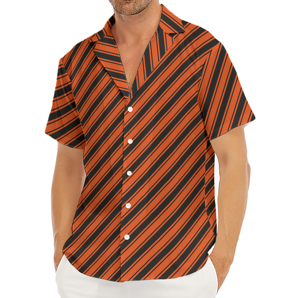 Orange And Black Halloween Pattern Print Men's Deep V-Neck Shirt