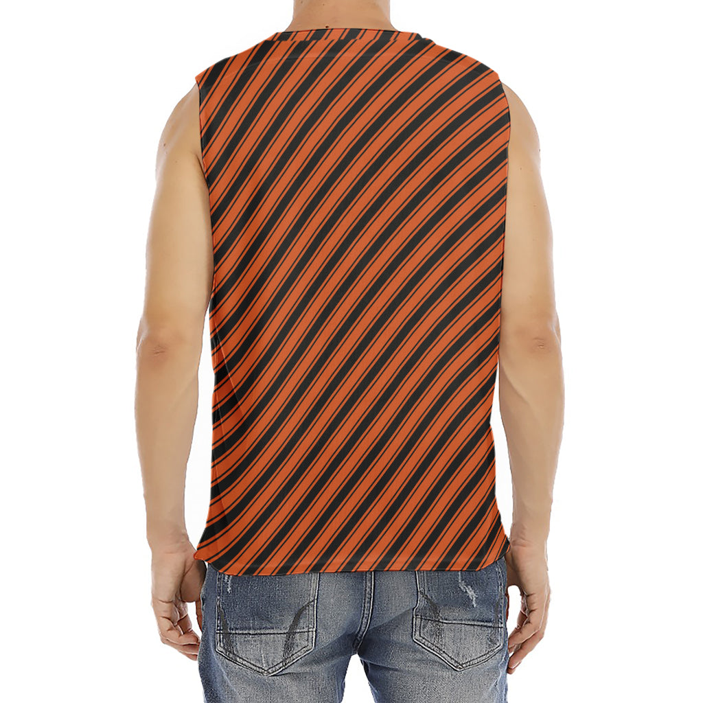 Orange And Black Halloween Pattern Print Men's Fitness Tank Top