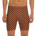 Orange And Black Halloween Pattern Print Men's Long Boxer Briefs