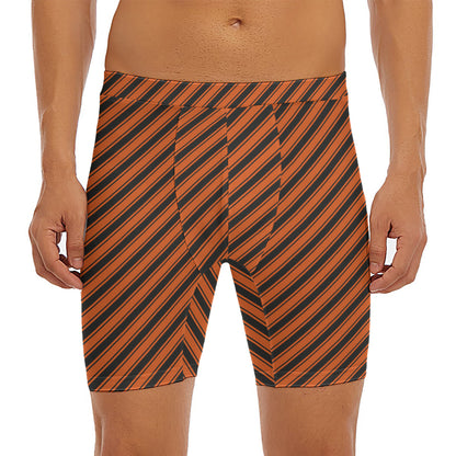Orange And Black Halloween Pattern Print Men's Long Boxer Briefs