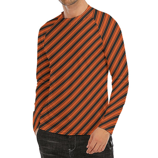 Orange And Black Halloween Pattern Print Men's Long Sleeve Rash Guard