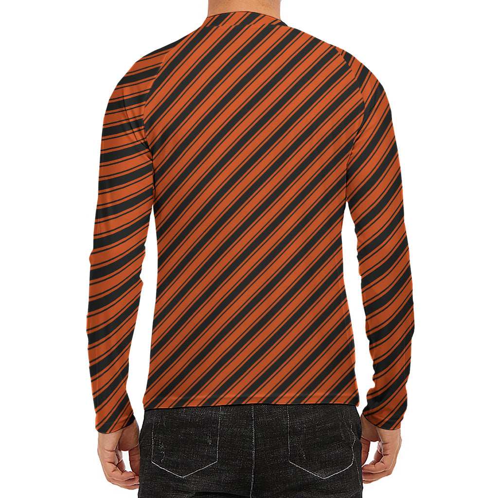 Orange And Black Halloween Pattern Print Men's Long Sleeve Rash Guard