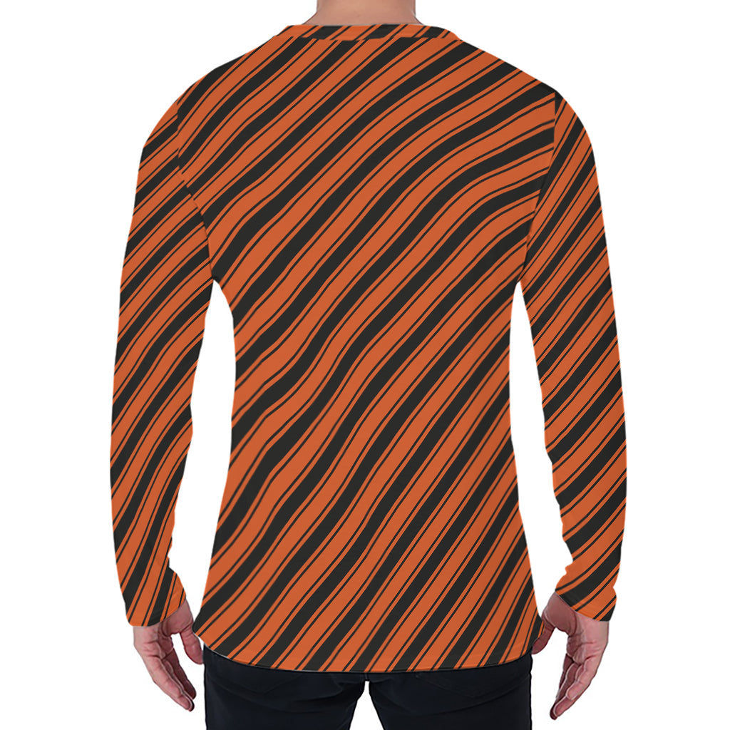 Orange And Black Halloween Pattern Print Men's Long Sleeve T-Shirt