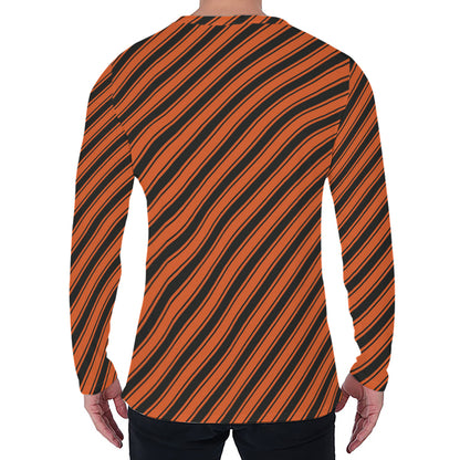Orange And Black Halloween Pattern Print Men's Long Sleeve T-Shirt