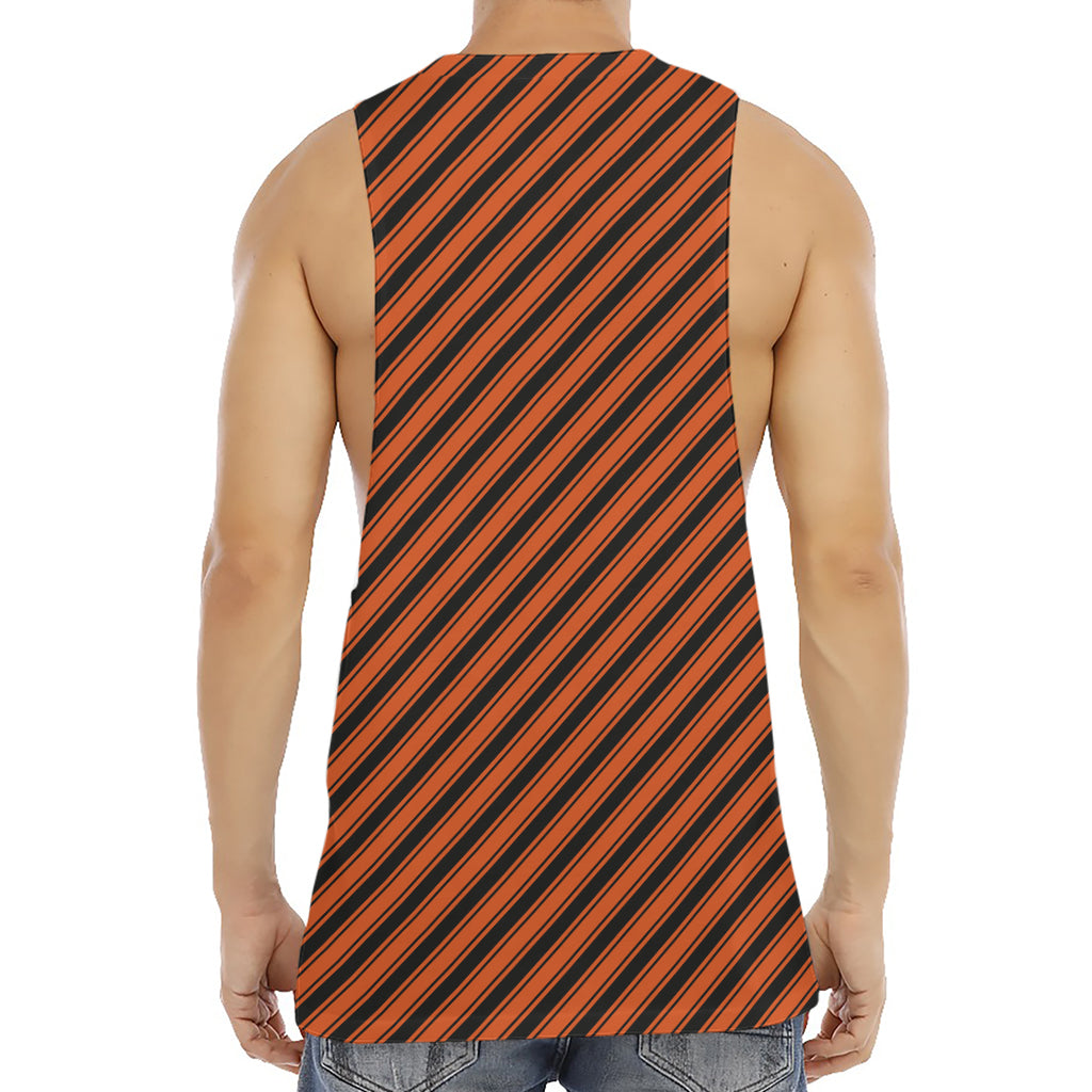 Orange And Black Halloween Pattern Print Men's Muscle Tank Top