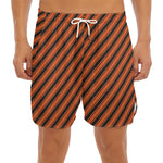 Orange And Black Halloween Pattern Print Men's Split Running Shorts