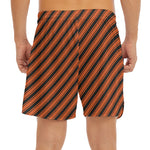 Orange And Black Halloween Pattern Print Men's Split Running Shorts